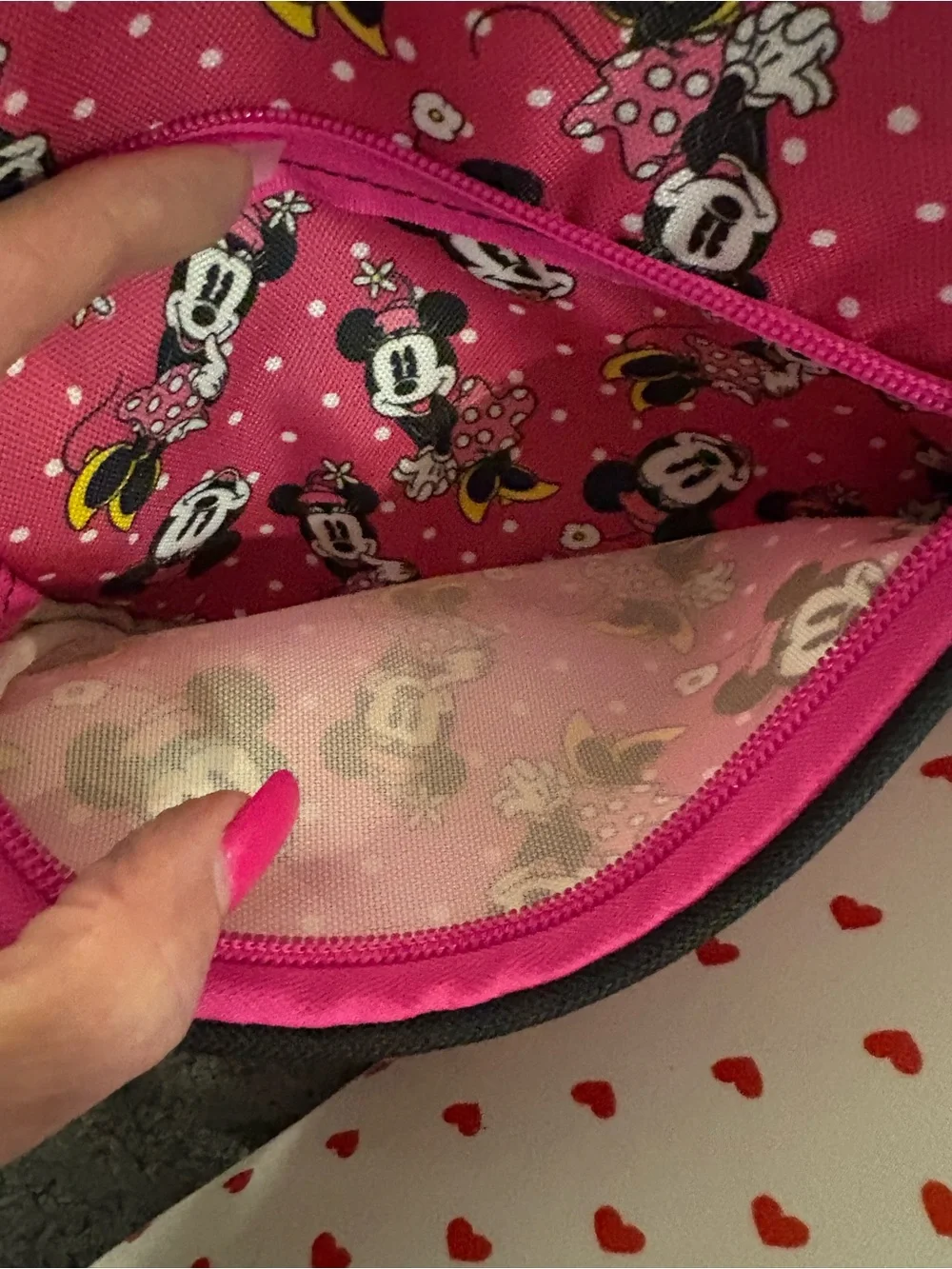 Disney Minnie Mouse Hot Pink Crossbody Bag with Black Trim